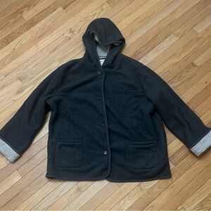 Vintage Dark Grey Hooded Sherpa Teddy Coat